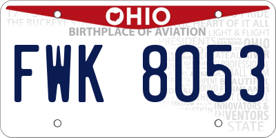 OH license plate FWK8053