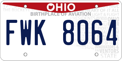 OH license plate FWK8064