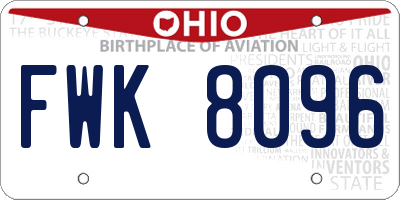 OH license plate FWK8096