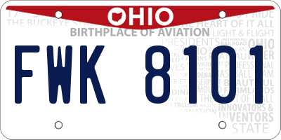 OH license plate FWK8101