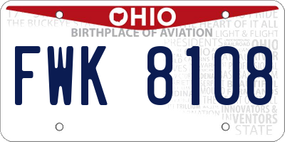 OH license plate FWK8108