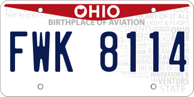OH license plate FWK8114