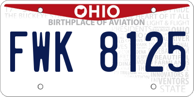 OH license plate FWK8125