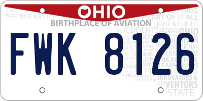OH license plate FWK8126
