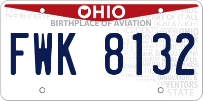 OH license plate FWK8132