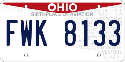 OH license plate FWK8133
