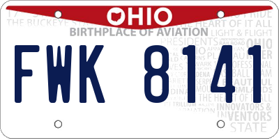 OH license plate FWK8141