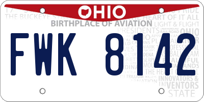 OH license plate FWK8142