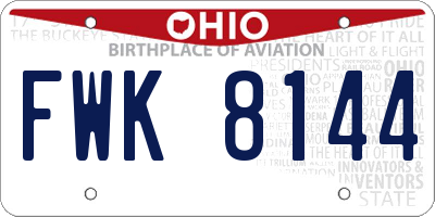 OH license plate FWK8144