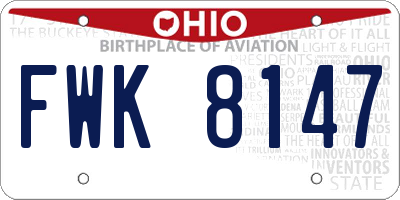 OH license plate FWK8147