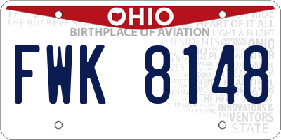 OH license plate FWK8148