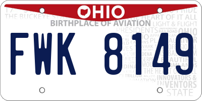 OH license plate FWK8149