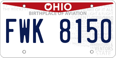 OH license plate FWK8150