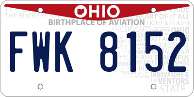 OH license plate FWK8152