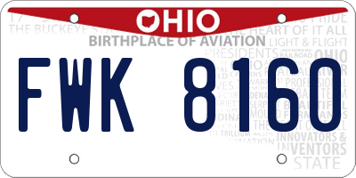 OH license plate FWK8160