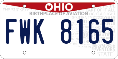 OH license plate FWK8165