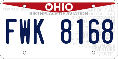 OH license plate FWK8168