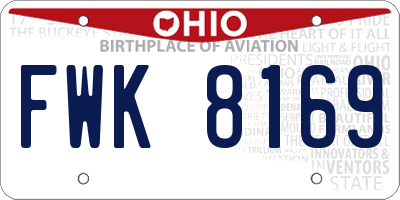 OH license plate FWK8169