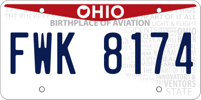 OH license plate FWK8174