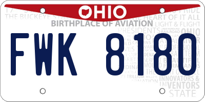 OH license plate FWK8180