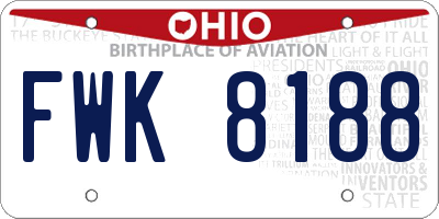 OH license plate FWK8188