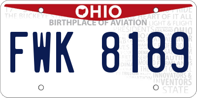 OH license plate FWK8189