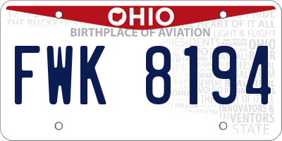 OH license plate FWK8194