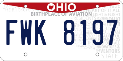 OH license plate FWK8197