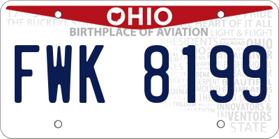 OH license plate FWK8199