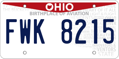 OH license plate FWK8215