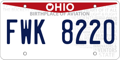 OH license plate FWK8220