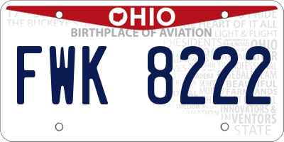 OH license plate FWK8222