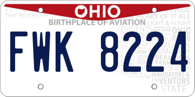 OH license plate FWK8224
