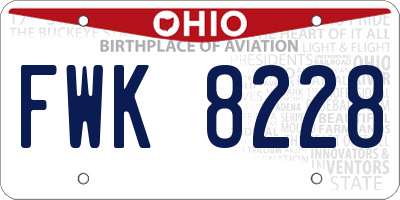 OH license plate FWK8228
