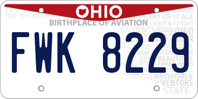 OH license plate FWK8229