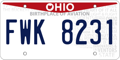 OH license plate FWK8231