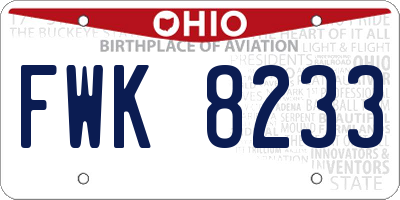 OH license plate FWK8233