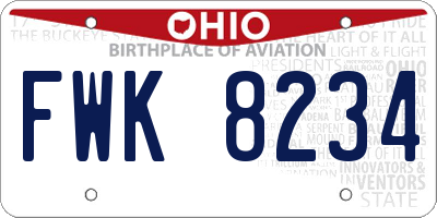 OH license plate FWK8234
