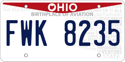 OH license plate FWK8235