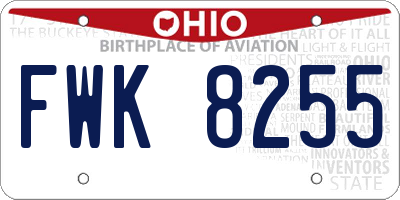 OH license plate FWK8255