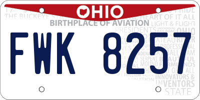 OH license plate FWK8257
