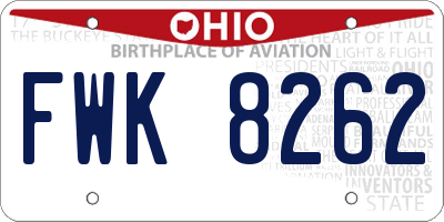 OH license plate FWK8262