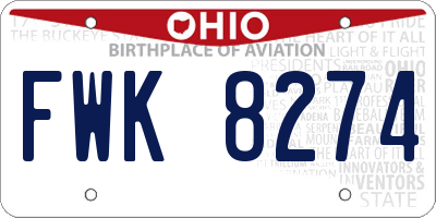 OH license plate FWK8274