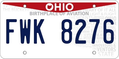 OH license plate FWK8276