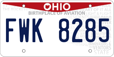 OH license plate FWK8285