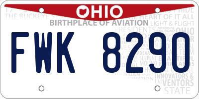 OH license plate FWK8290