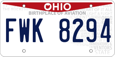 OH license plate FWK8294