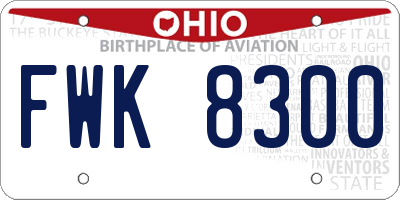 OH license plate FWK8300