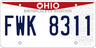 OH license plate FWK8311