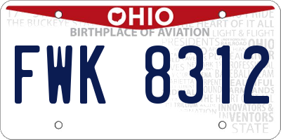 OH license plate FWK8312